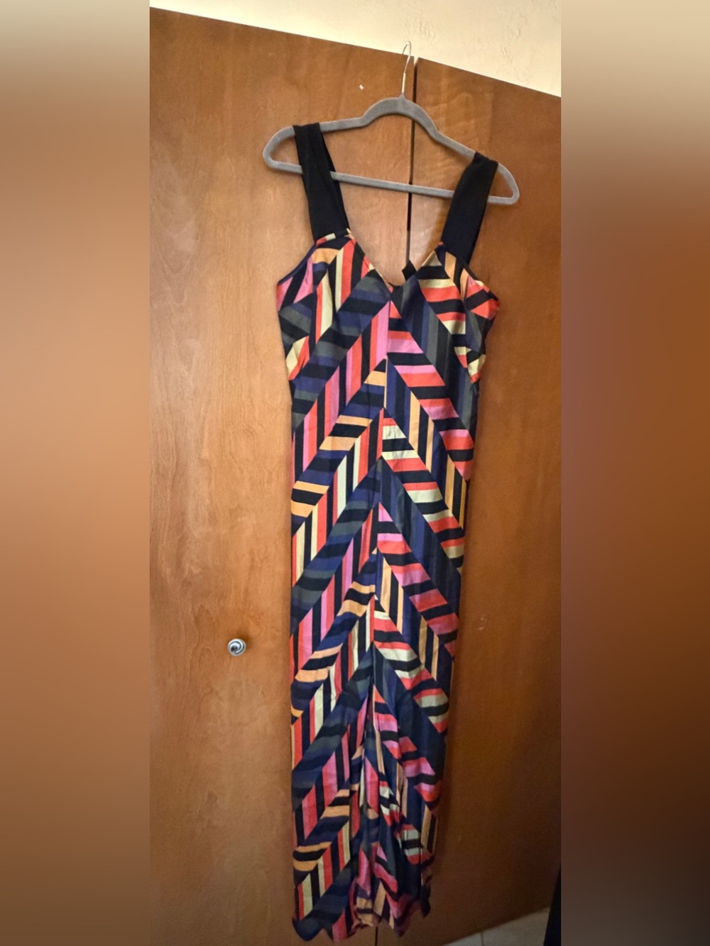 Maria Cornejo Black Multi-Color Chevron Jaquard Bias Dress